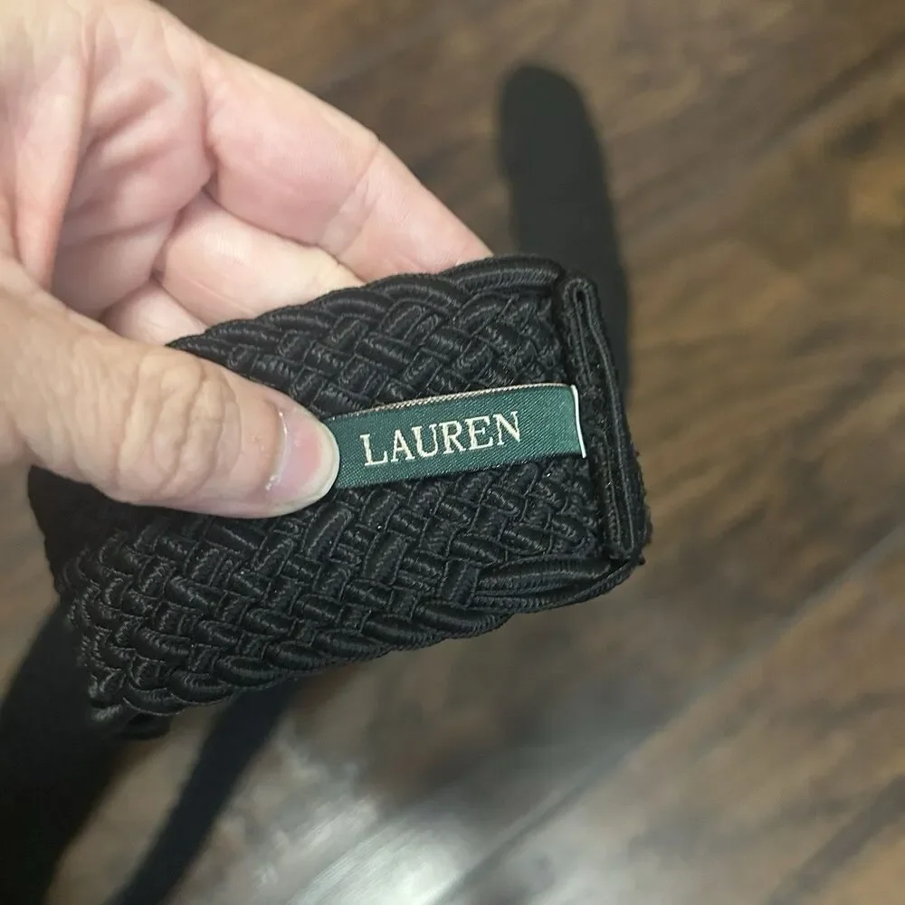 Lauren Ralph Lauren Women's Black Braided Belt Gilded Strap Adjustable Nautical